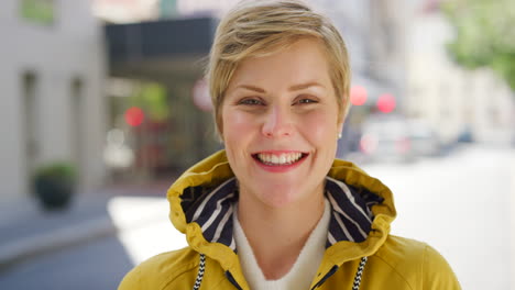 portrait of a beautiful smiling woman looking