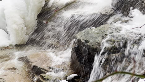 El-Agua-Golpea-Las-Rocas-En-El-Fondo-De-Una-Cascada-En-Una-Escena-Invernal-De-Nueva-Inglaterra.