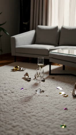 post-party mess in a living room