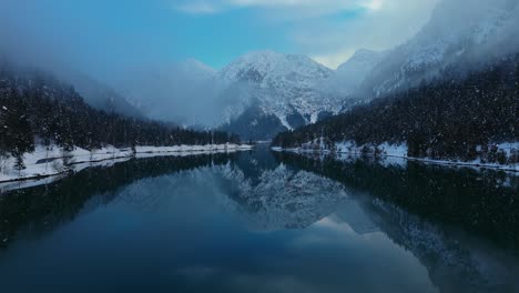 lake plansee in austria in winter