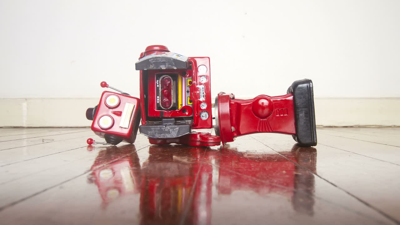 el robot retro rojo está roto (concepto de fallo del sistema)