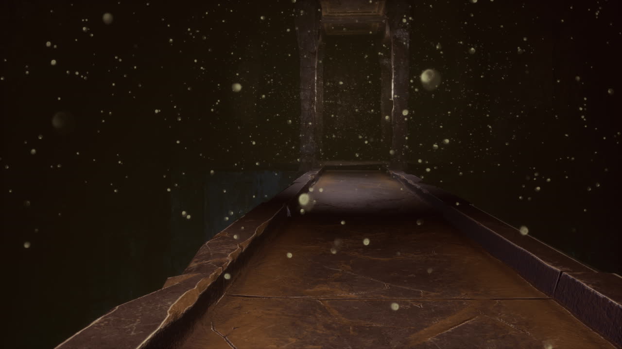 지하 세계 에 있는 오래된 돌 다리