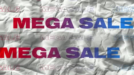 animation of mega sale text in repetition on white background