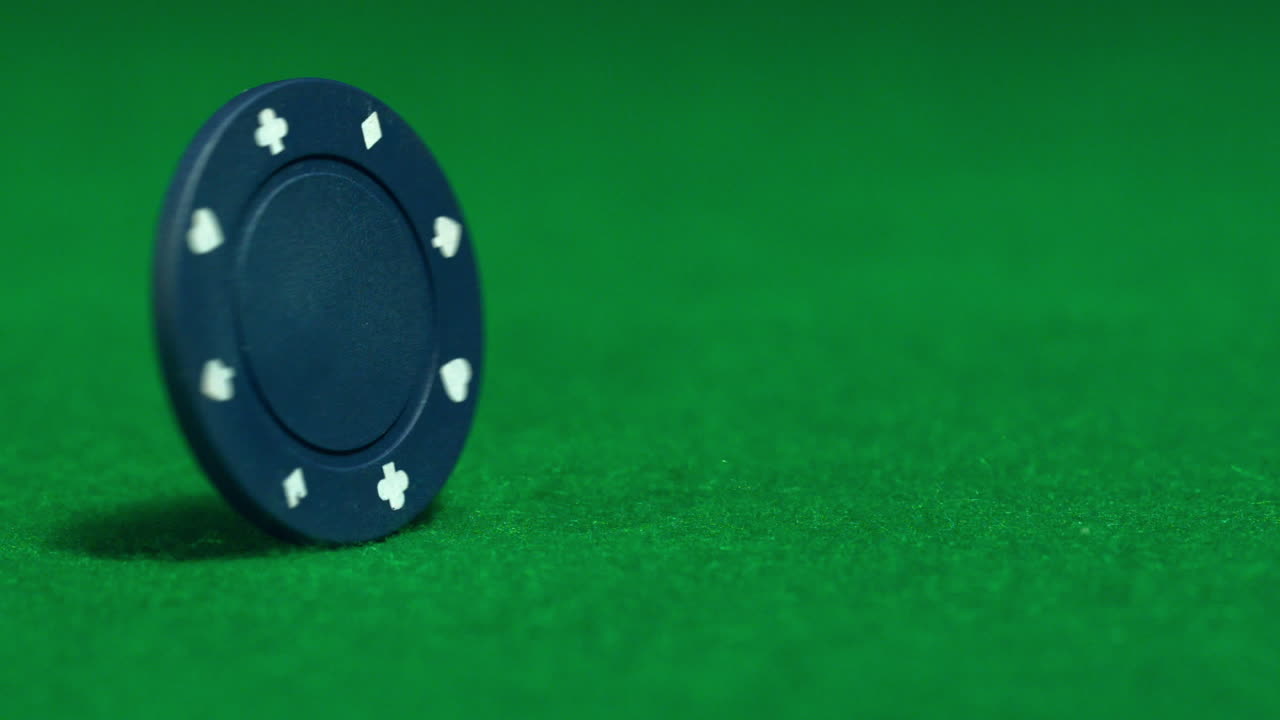 Blue chip spinning on casino table