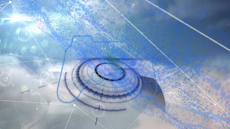 Animation of game pad, processing circle, connections and clouds