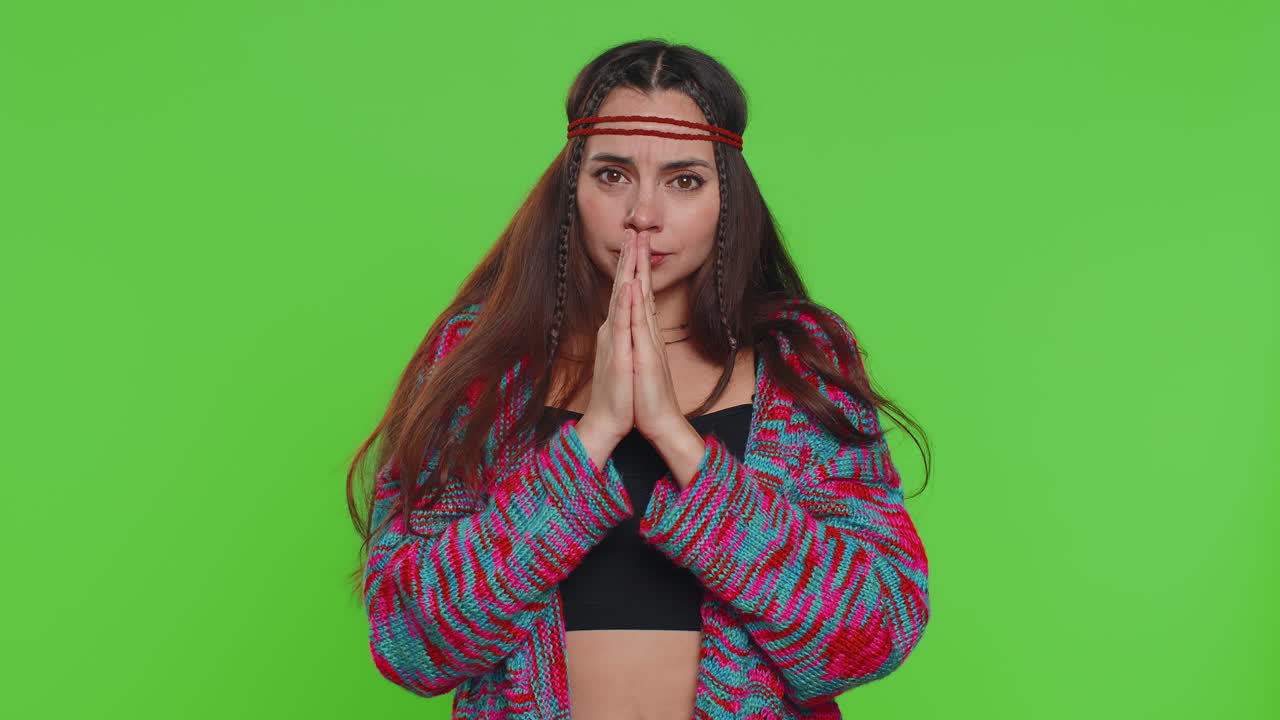 Woman with a pleading expression