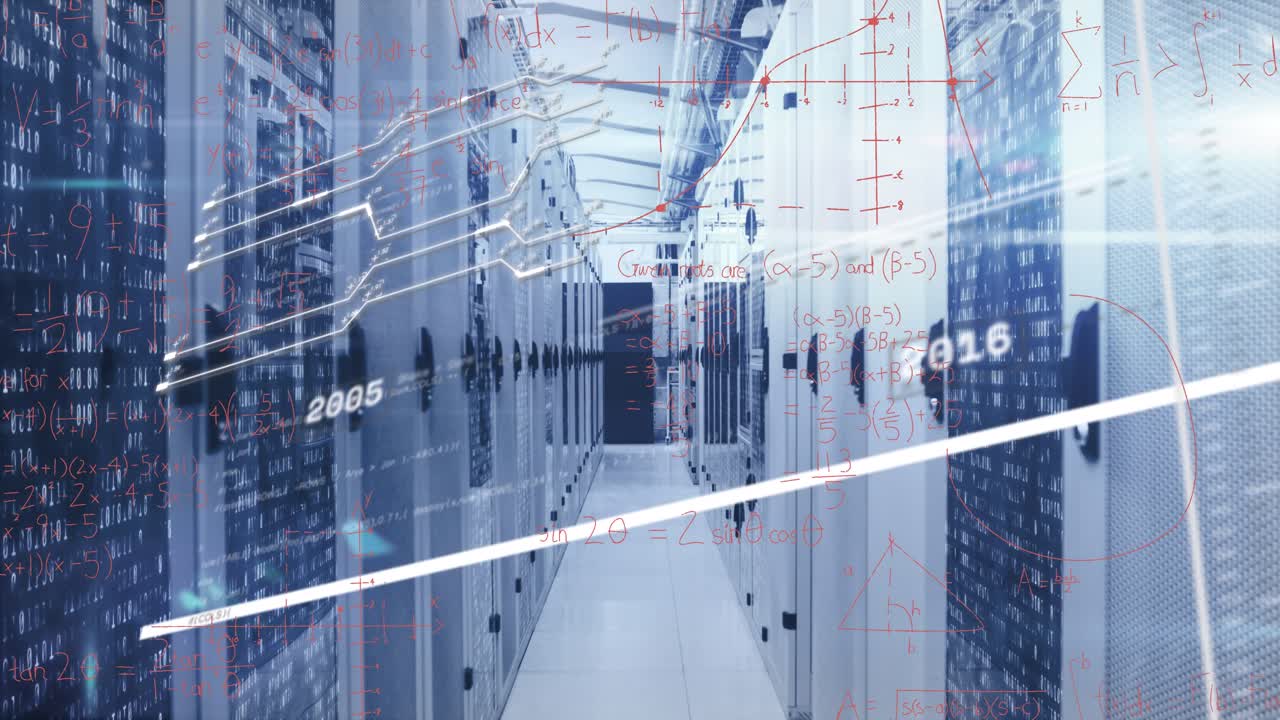 Animation of data processing over server room