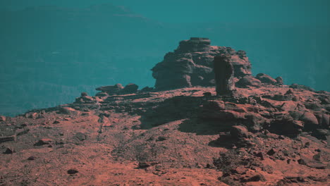red rock formations in a desert landscape