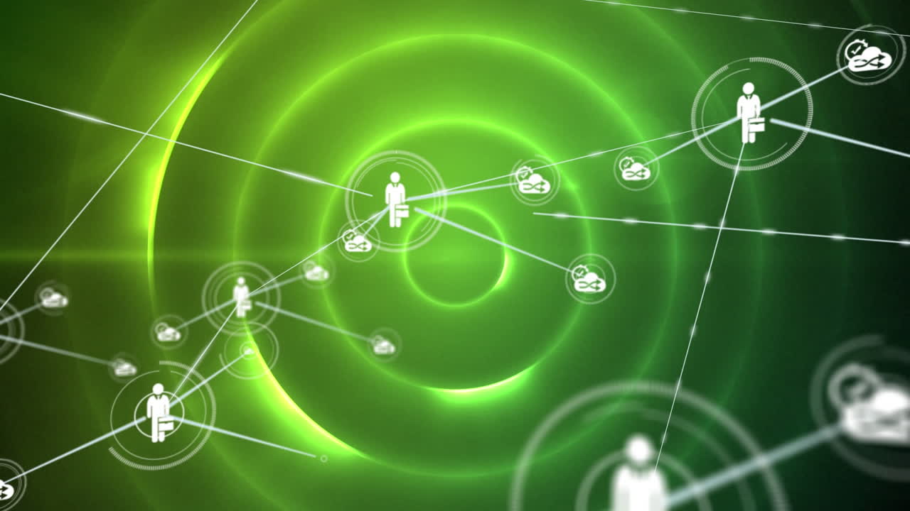 원 위의 연결 네트워크의 애니메이션