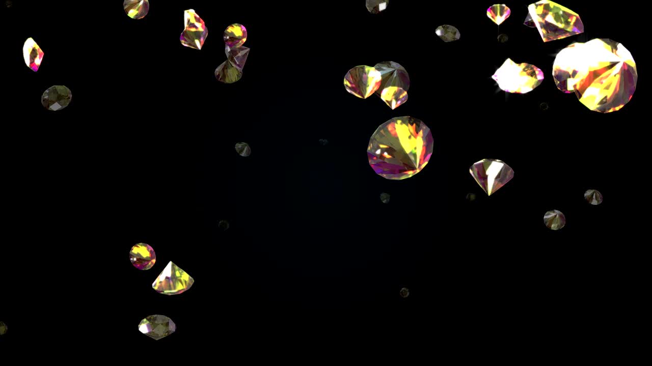 다이아몬드가 떨어지는 아름다운 배경. 끊임없는 루프