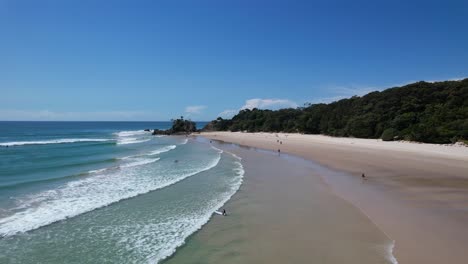 picturesque landscape of clarkes beach in new south wales, australia - drone shot