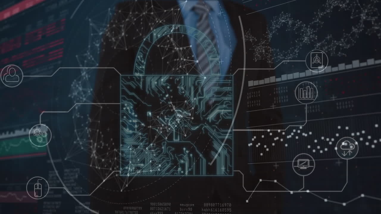 animación de escaneo de alcance y procesamiento de datos sobre el hombre pensante