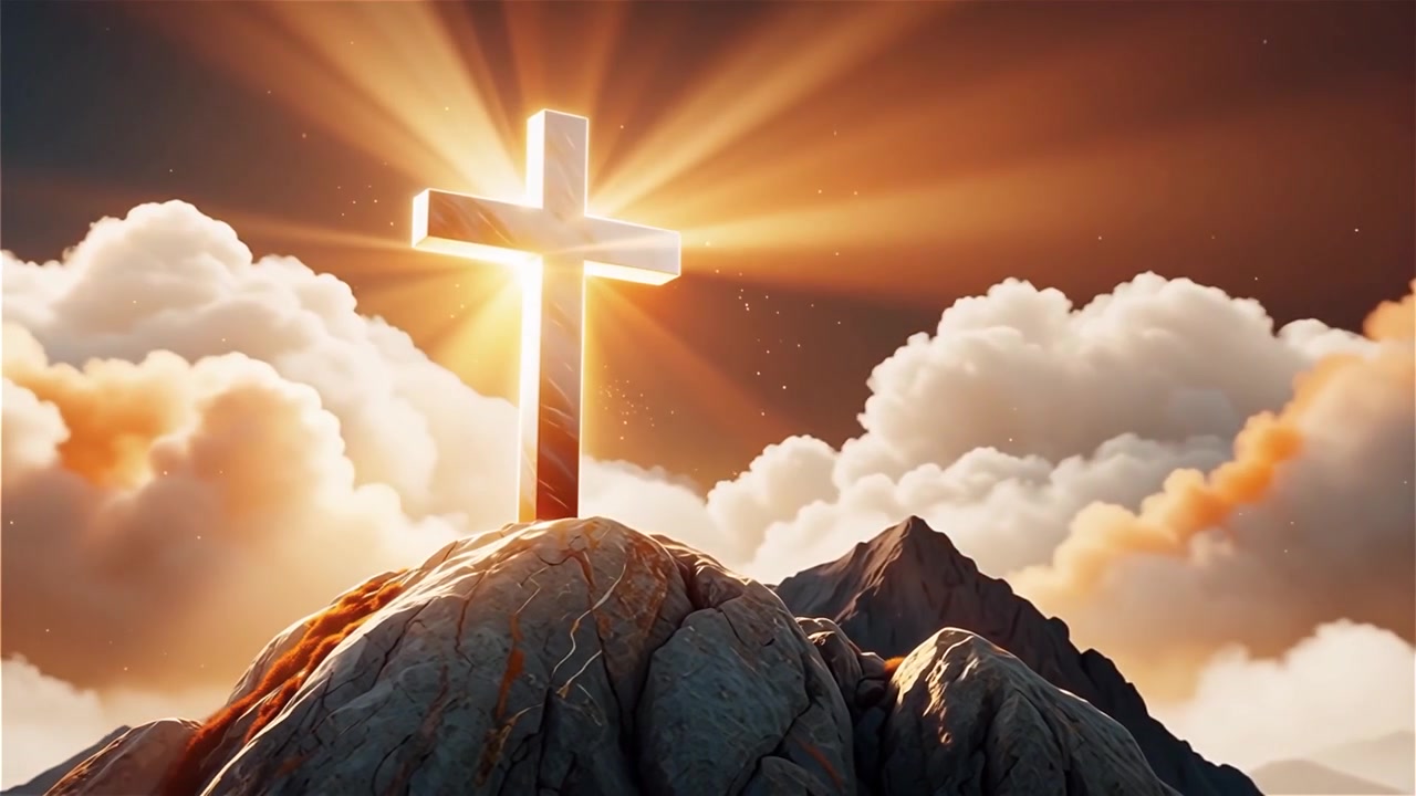 Christian Cross Heavenly Light Worship Background