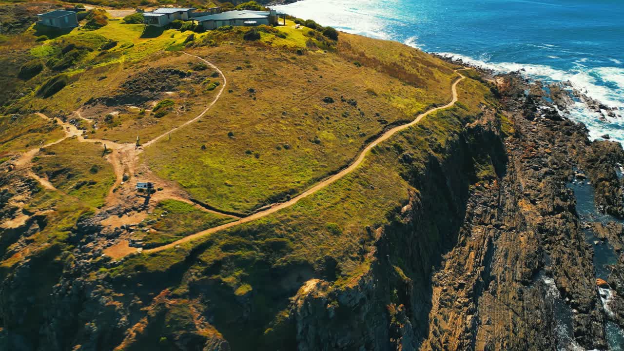 Aerial view of seascape along the vast beach on the South Coast during summer