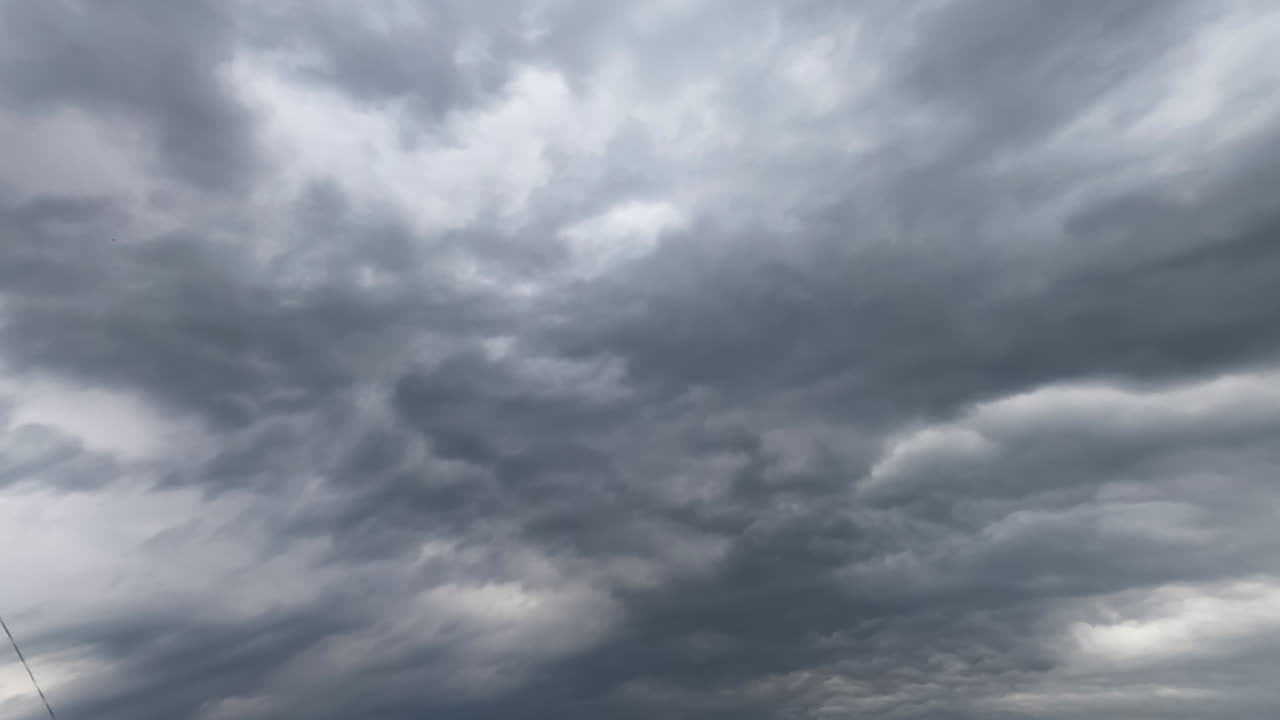 Dramatic cloudscape spreading by the atmosphere. Low angle view on the formation of rainy clouds. Timelapse.