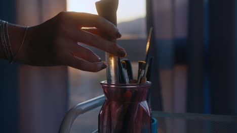 artist tools at sunset
