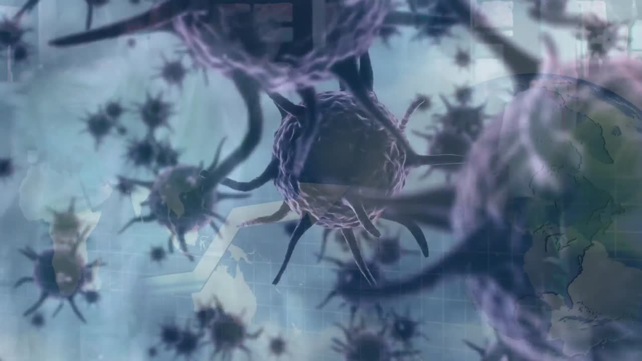 animación de células de virus en todo el mundo