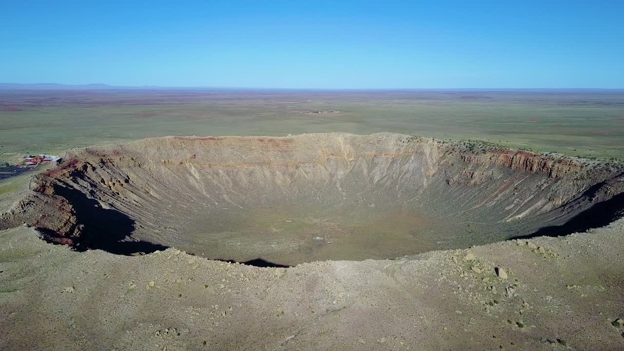 유성 분화구 애리조나 1의 놀라운 높은 각도 공중