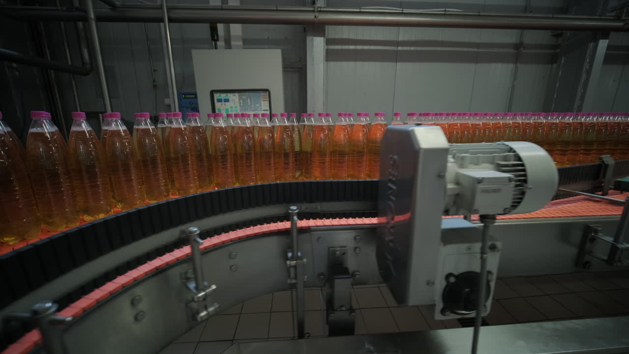 Automated Beverage Bottling Line in a Factory