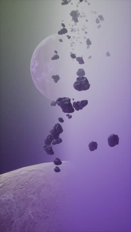 asteroids falling towards planets in space