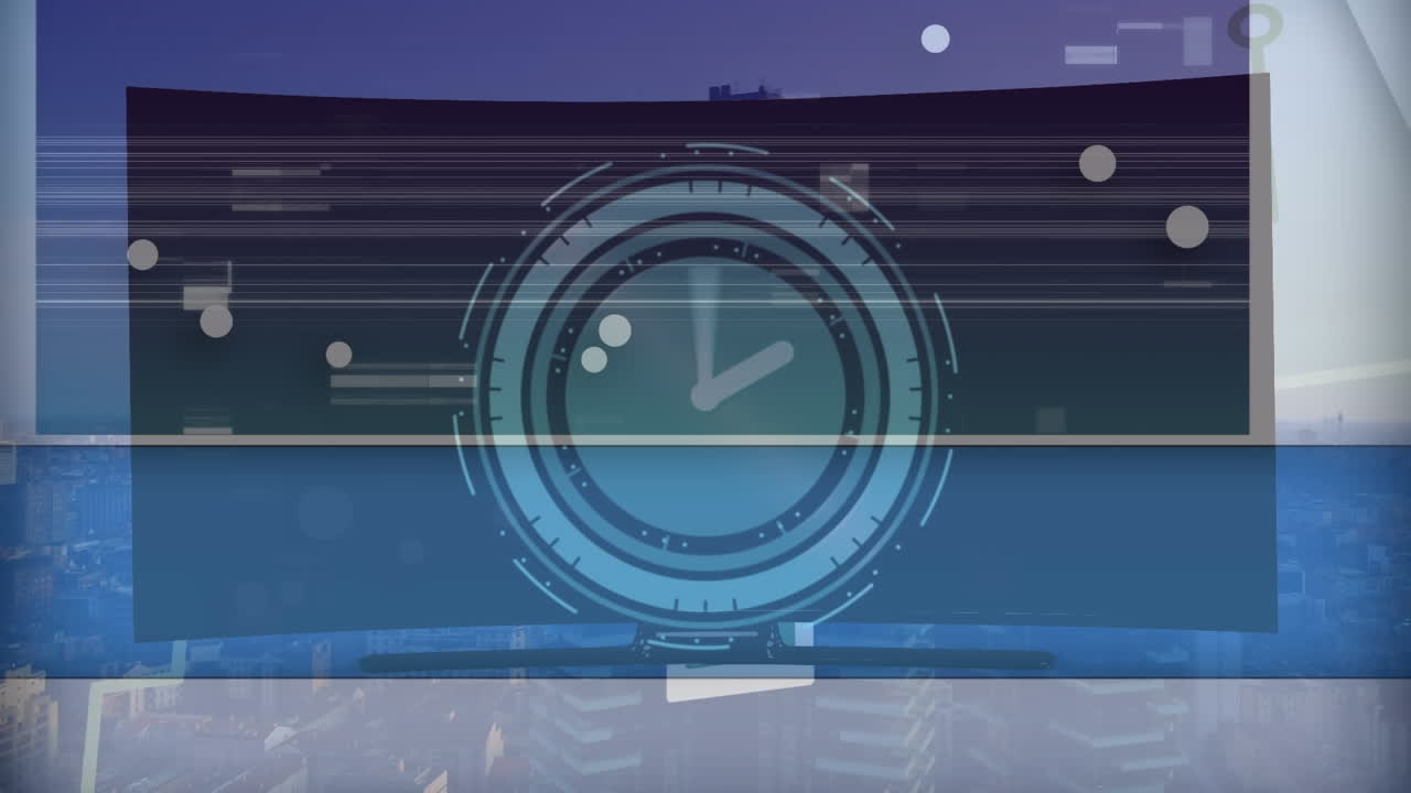 도시 풍경의 공중 시야에 대한 시계의 시계 효과에 대한 기동.