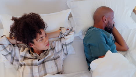 Anger,-argue-and-ignore-with-a-black-couple-in-bed