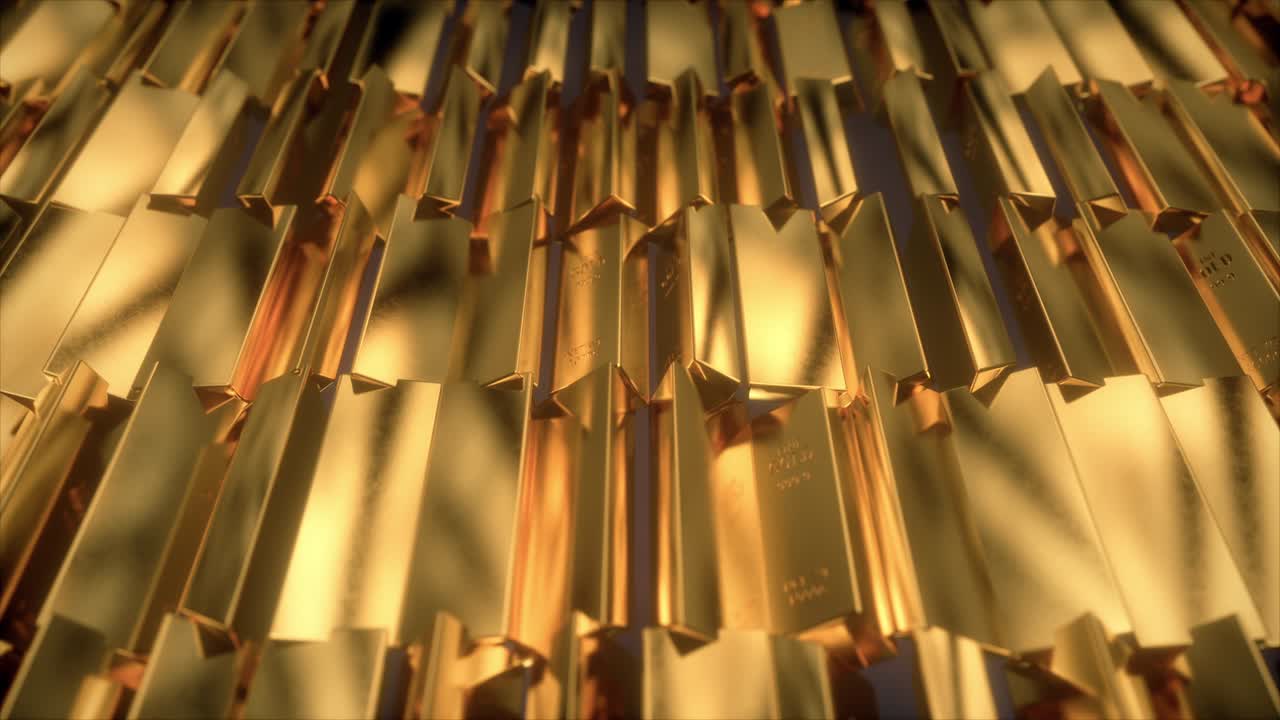 Rotazione Astratta di Barra Dorata, Animazione 3D in loop continuo 4K