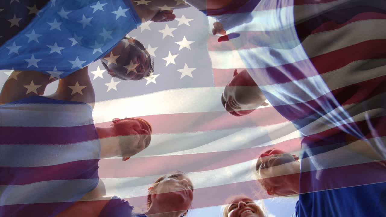 Athletes on a huddle