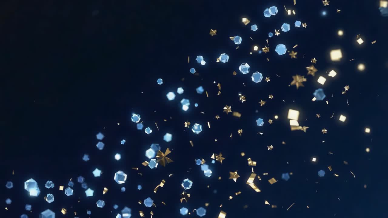 Abstract Sparkling Confetti and Lights on Dark Background