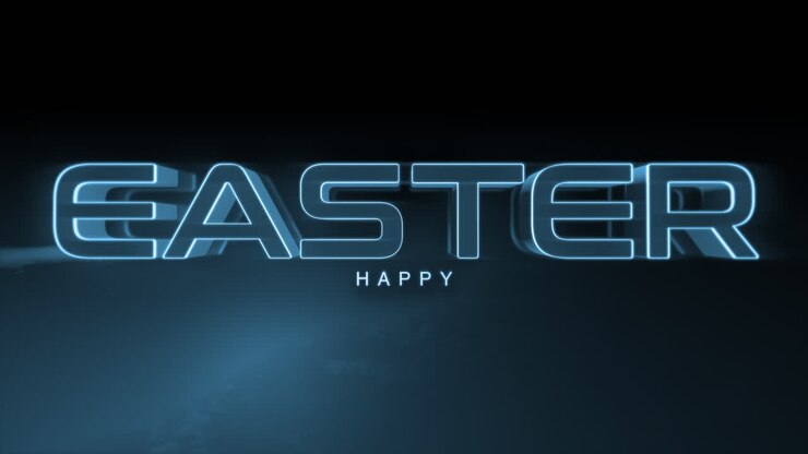 monochrome frohe ostern auf blauem farbverlauf