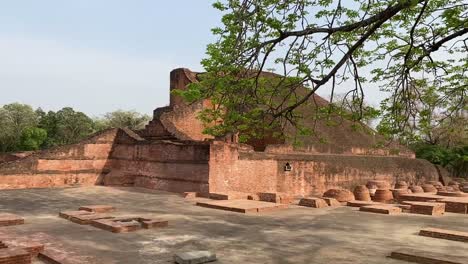 close up shot of the ruins of nalanda mahavihara in a sunny day