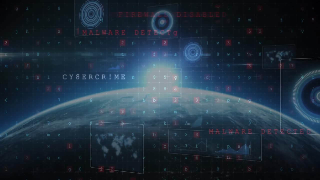 animación de alerta de ataques cibernéticos sobre escaneos y procesamiento de datos