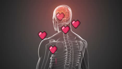 animation of heart icons over human