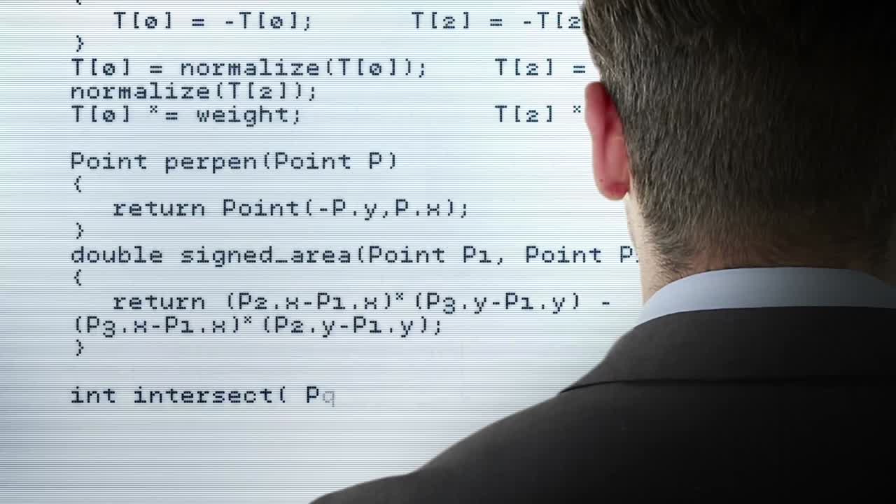 Businessman back watching a screen