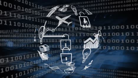 iconos de aplicaciones y códigos binarios