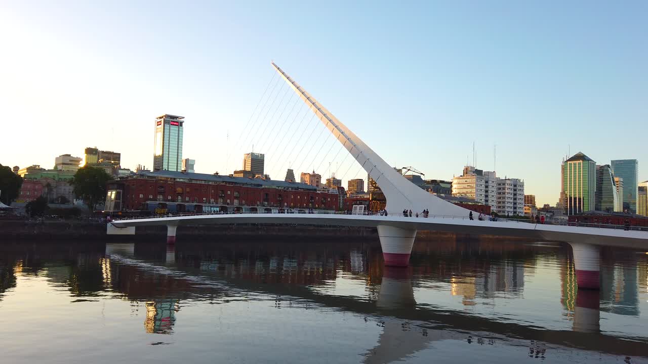 Stunning Sunset View of a Modern Bridge in Buenos Aires, Argentina