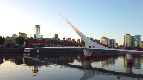 stunning sunset view of a modern bridge in buenos aires, argentina