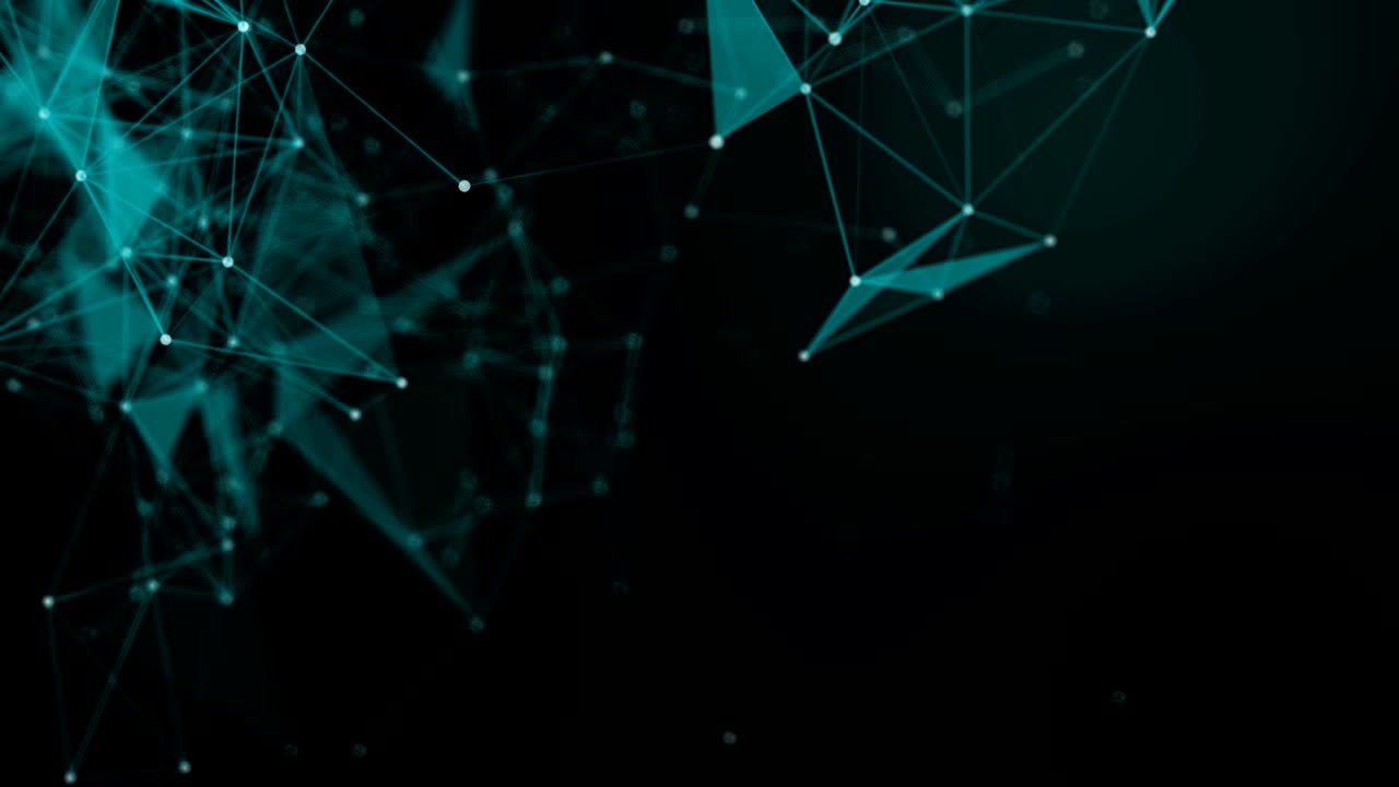 4K Abstract web background. polygon lines and dots moving randomly on dark gray/black background. Seamless loop.