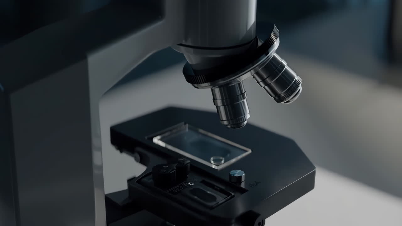 A close-up view of a microscope