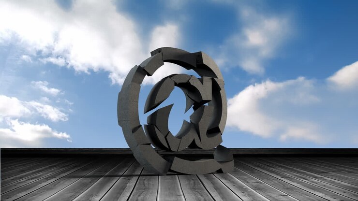 Animation of at symbol over clouds