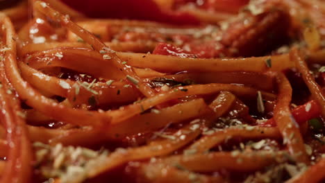 close up of delicious pasta with red sauce