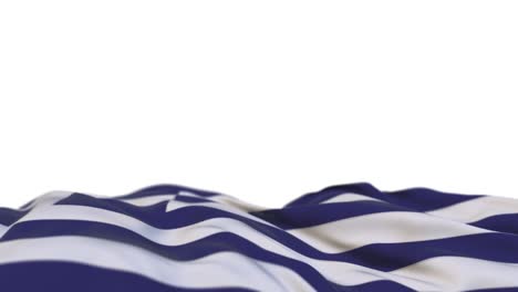 griekenland stof vlag zwaaien op de wind lus. grieks borduurwerk gestreept doek banner zwaaiend op de bries. half gevulde witte achtergrond. plaats voor tekst. 20 seconden lus.