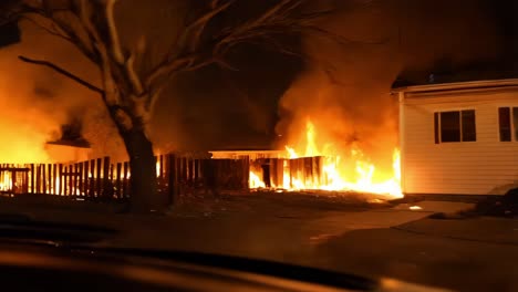 house fire at night