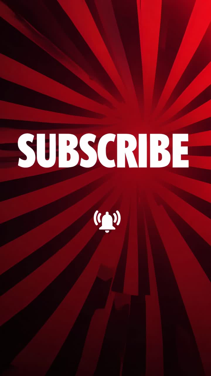 Dynamic subscribe video template with a radial burst design. The top-down angle enhances the bold