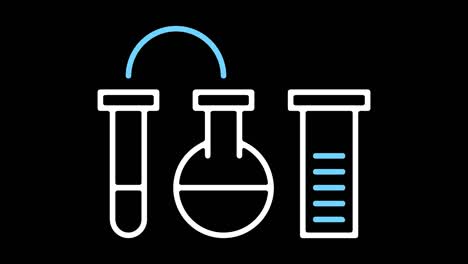 animación de icono de línea de investigación científica con alfa