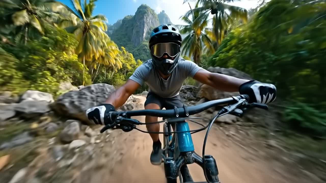 un hombre montando una bicicleta de montaña por un camino de tierra
