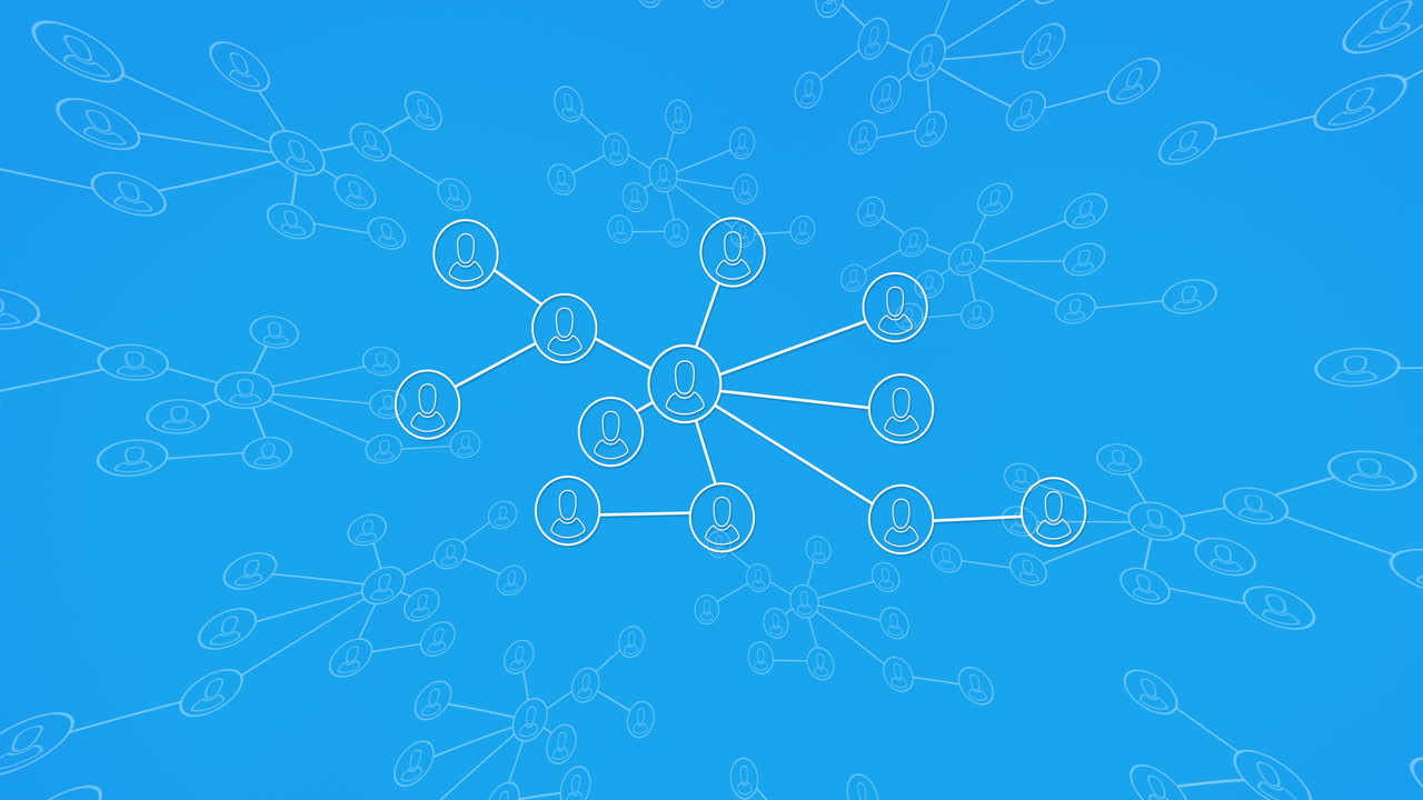 animación de la red de conexiones sobre fondo azul