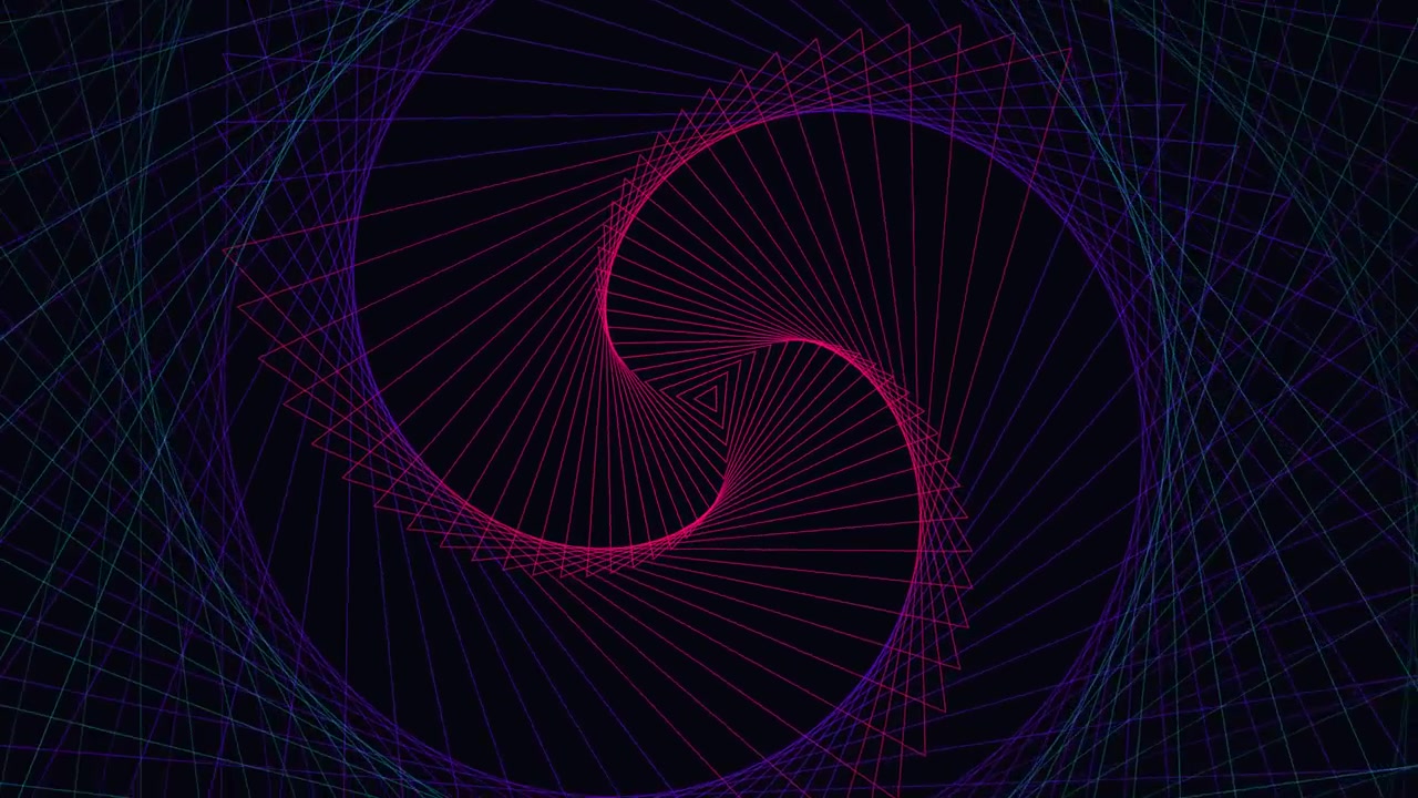 Abstract Geometric Spiral Animation with Neon Lines