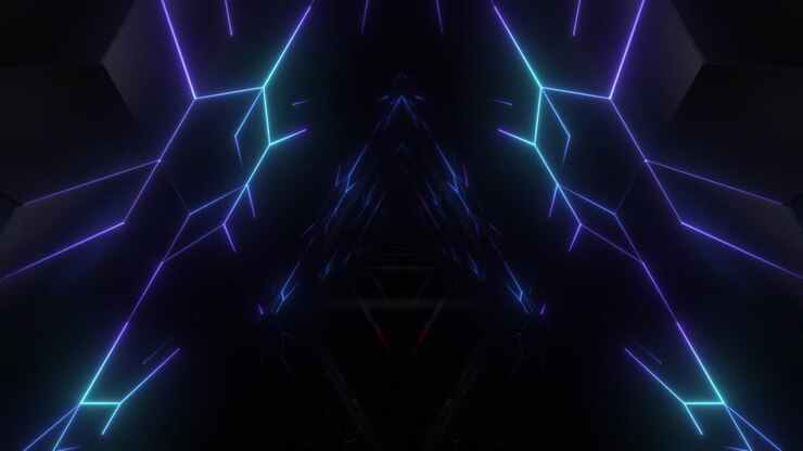 túnel de neón brillante y abstracto