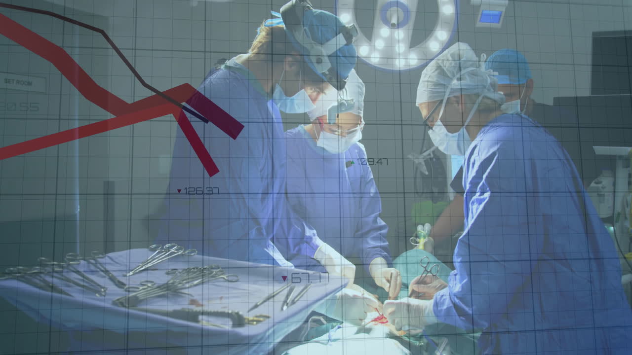 다양한 외과 의사에 대한 금융 데이터 처리의 애니메이션